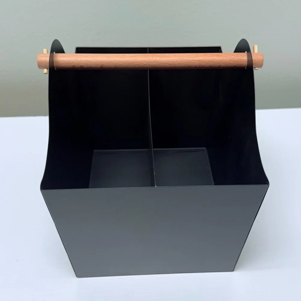 New! Target Bullseye Playground Black Metal Storage Caddy with Wooden Handle